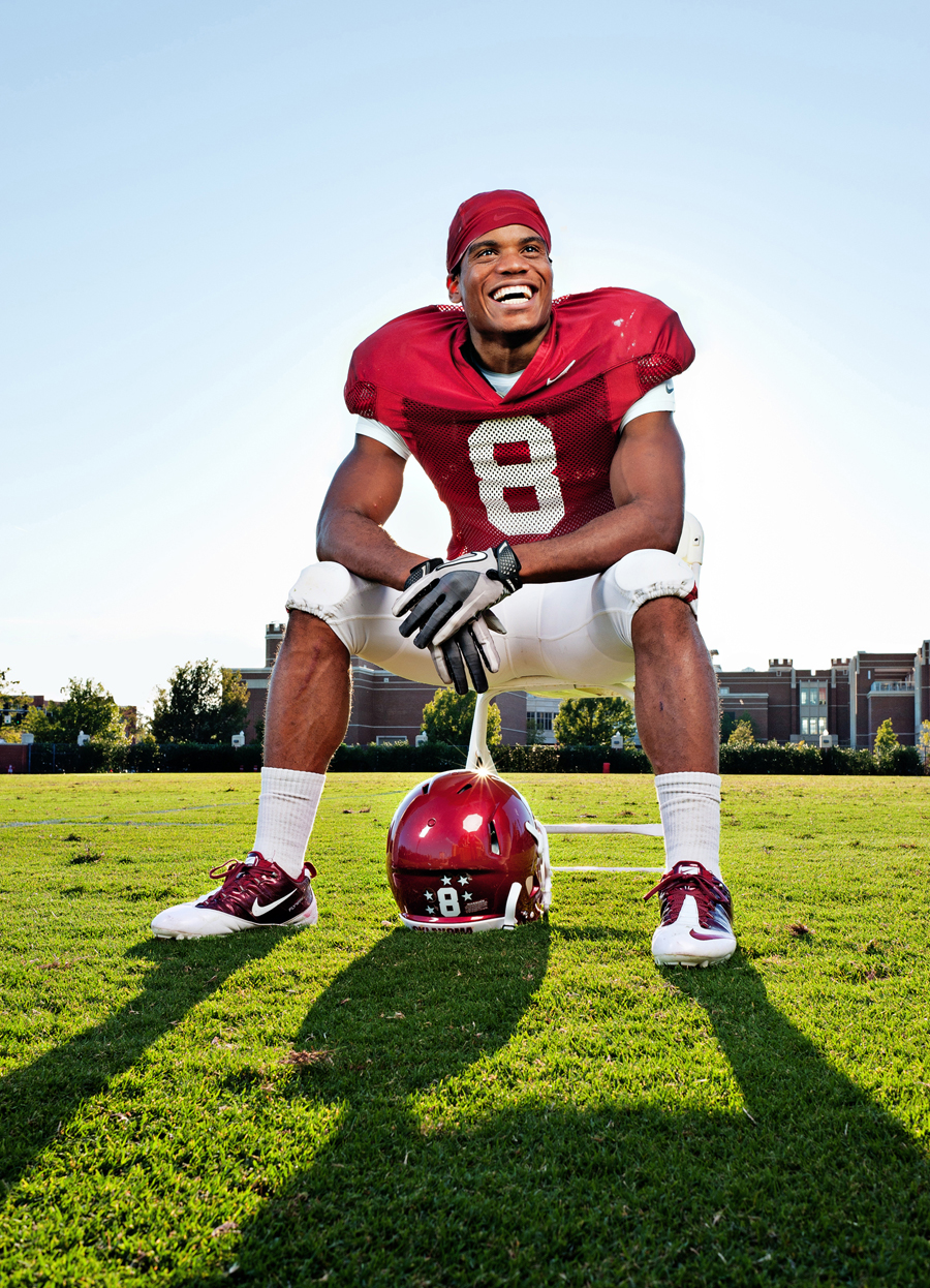 Dominique Whaley running back for the University of Oklahoma poses for his portrait for ESPN The Magazine.

Kenneth M. Ruggiano is a portrait photographer living in Tulsa, Oklahoma specializing in Sports and Athletic Photography.